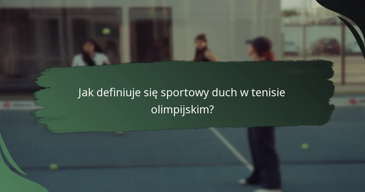 Jak definiuje się sportowy duch w tenisie olimpijskim?