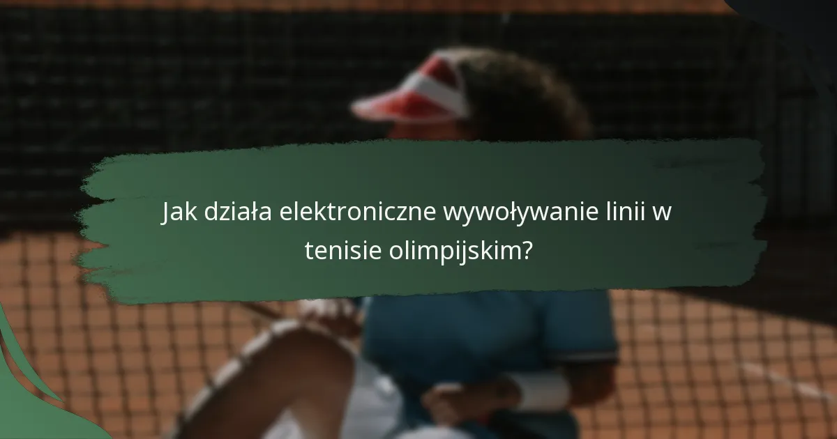 Jak działa elektroniczne wywoływanie linii w tenisie olimpijskim?
