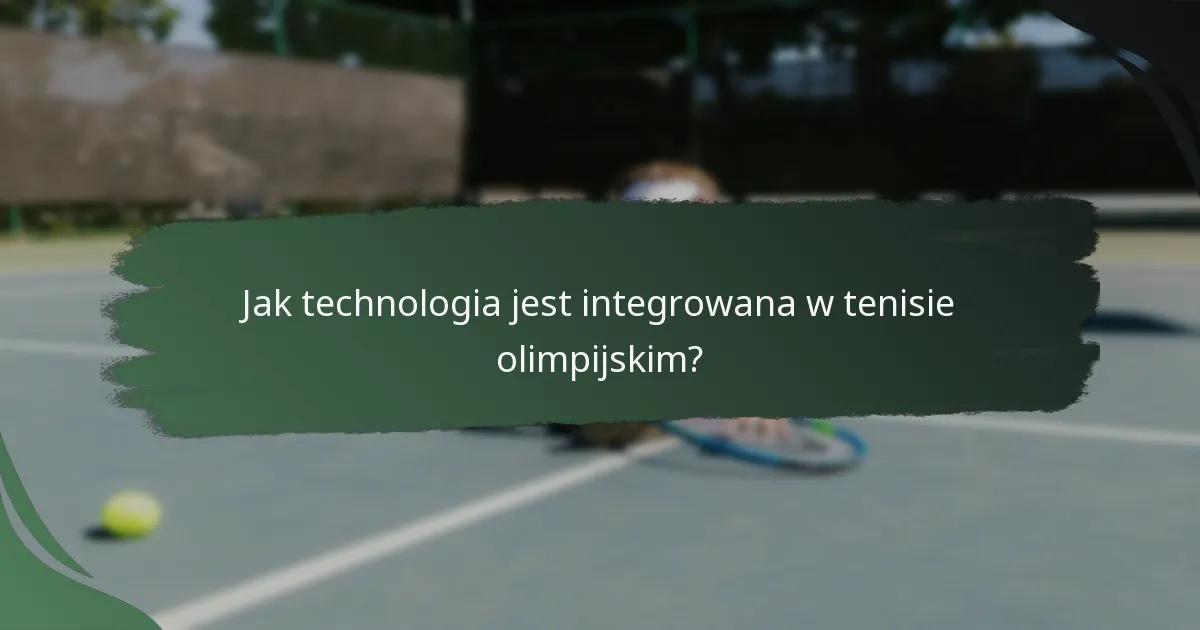 Jak technologia jest integrowana w tenisie olimpijskim?