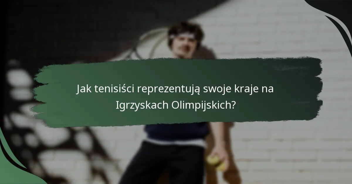 Jak tenisiści reprezentują swoje kraje na Igrzyskach Olimpijskich?