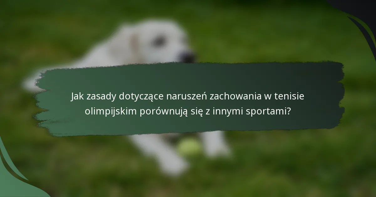 Jak zasady dotyczące naruszeń zachowania w tenisie olimpijskim porównują się z innymi sportami?