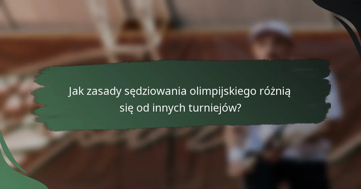 Jak zasady sędziowania olimpijskiego różnią się od innych turniejów?