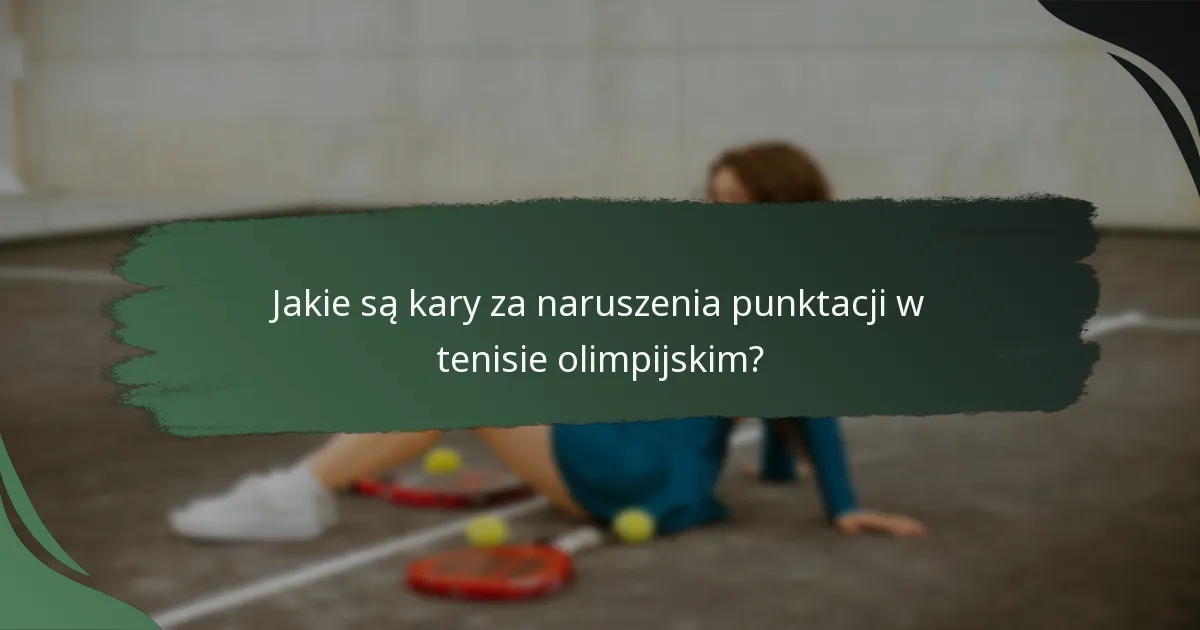 Jakie są kary za naruszenia punktacji w tenisie olimpijskim?
