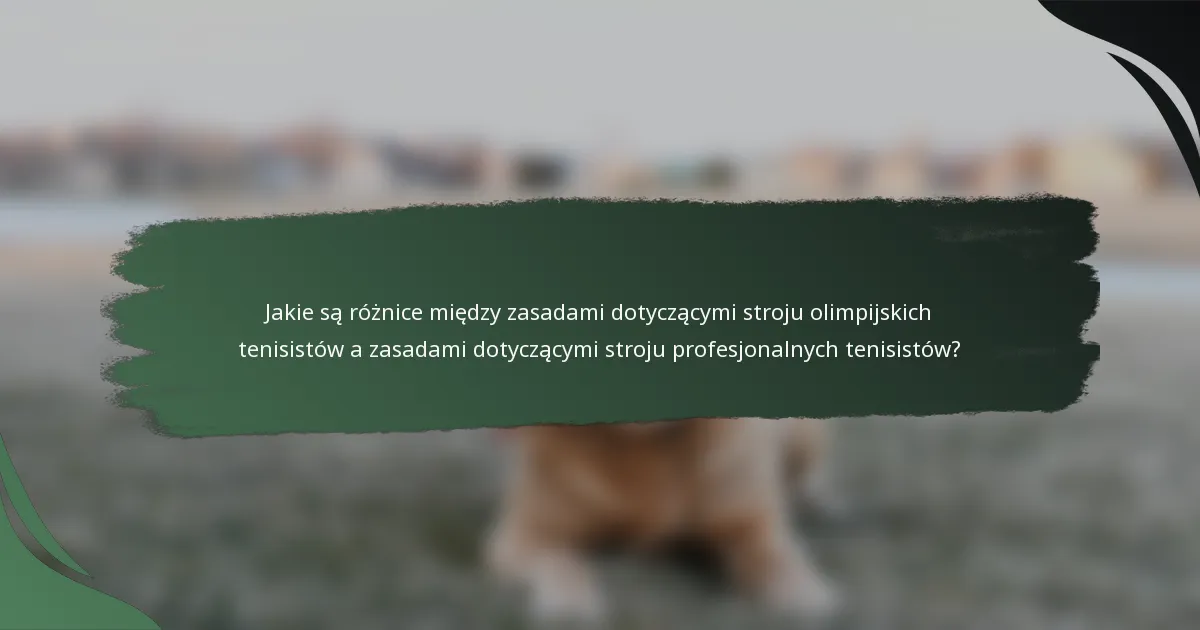 Jakie są różnice między zasadami dotyczącymi stroju olimpijskich tenisistów a zasadami dotyczącymi stroju profesjonalnych tenisistów?
