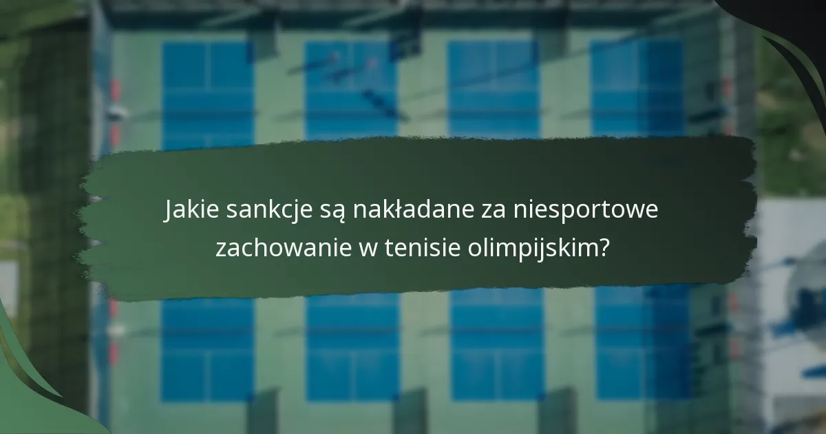 Jakie sankcje są nakładane za niesportowe zachowanie w tenisie olimpijskim?